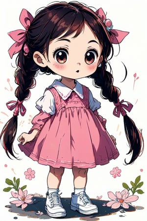 Alice,10 years girl,She had long hair, combed into two ponytails, and large curious eyes. She was wearing a pink dress and on her feet were a pair of white leather shoes.