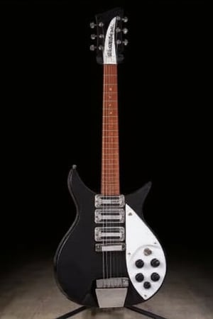 Rickenbacker,electric guitar,body on stage on a stand