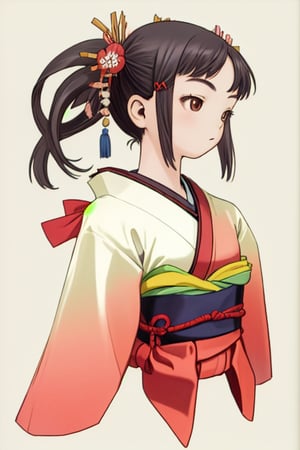 master piece,upper body shot,young child,small breast,japanese kimono,hair accessory,ideal ratio body proportions