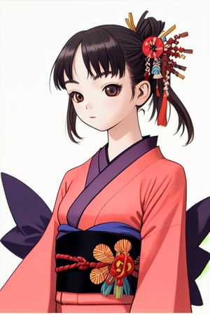 master piece,upper body shot,young child,small breast,japanese kimono,hair accessory,ideal ratio body proportions