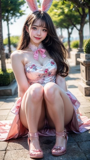 (Masterpiece, Top Quality, Best Quality, Official Art, Beauty & Aesthetics: 1.2), high contrast, wide angle lens, photo realism, full body,
The pink bunny girl system, a system in which women dress as cute, pink bunnies. In this visually striking image, a delicate, pink bunny girl is depicted with intricate lace details on her outfit, a fluffy tail, and exaggerated, kawaii makeup. The image appears to be a detailed digital painting, showcasing the immaculate skill and attention to detail of the artist. The soft pastel colors and whimsical details create a whimsical and enchanting atmosphere. This high-quality image exudes charm and fantasy, drawing viewers into a world of playful innocence and femininity.,Maid uniform, 1 girl, most beautiful korean girl, Korean beauty model, stunningly beautiful girl, gorgeous girl, big eyes, smiling, looking at viewer