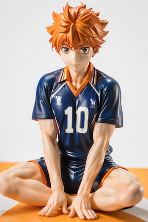 score_9,score_8_up,score_7_up,best quality,masterpiece,Highly detailed,masterpiece,high quality,beautiful,high resolution,good details,muscular male,male focus,solo,sitting,3D,Hinata Shoyo, orange hair,volleyball uniform,1boy,PVC Style