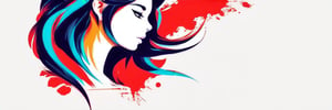 Craft a gaming banner with a fashion theme, merging fashion and AI elements. The logo showcases a stylized, abstract depiction of a woman's face, embodying elegance and technology. The design is vibrant and elegant, utilizing a colorful palette that is both eye-catching and refined. The composition is sleek and impactful, with a focus on modern aesthetics and visual appeal, suitable for a gaming audience with a taste for fashion and innovation. Color splatter like fire.
