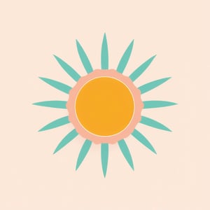 Create a minimalist logo featuring a stylized sunburst icon, exuding positivity and movement. The design blends clean lines with subtle retro touches, using a soft color palette of peach, mint green, and mustard yellow. The channel name is presented in a sleek, sans-serif font, enhancing the modern yet nostalgic feel. The composition is balanced and dynamic, capturing a timeless and lively vibe.