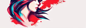 Craft a gaming banner with a fashion theme, merging fashion and AI elements. The logo showcases a stylized, abstract depiction of a woman's face, embodying elegance and technology. The design is vibrant and elegant, utilizing a colorful palette that is both eye-catching and refined. The composition is sleek and impactful, with a focus on modern aesthetics and visual appeal, suitable for a gaming audience with a taste for fashion and innovation. Color splatter like fire.
