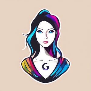 Craft a gaming logo with a fashion theme, merging fashion and AI elements. The logo showcases a stylized, abstract depiction of a woman's face, embodying elegance and technology. The design is vibrant and elegant, utilizing a colorful palette that is both eye-catching and refined. The composition is sleek and impactful, with a focus on modern aesthetics and visual appeal, suitable for a gaming audience with a taste for fashion and innovation.
