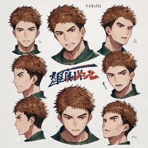 score_9_up, score_8_up, score_7_up, score_6_up, score_5_up, score_4_up, source_anime, detailed, masterpiece, perfect_proportion, (zPDXL3),
BREAK, 
six faces, separate faces, different expressions, reference sheet, expressions, multiple views, white background, countershading, 1boy, solo,
BREAK,
shinkai_soyogu, brown hair, red eyes