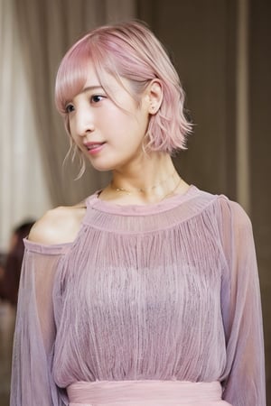 Realistic, (masterpiece, best quality:1.2), ultra detailed, light pink hair, photorealistic,sakuraayane