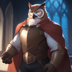 score_9, score_8_up, score_7_up,
Anthro, owl, bird, muscular, gold eyes, , brown feathers, white feathered chest, 
8K, In'ei, chiaroscuro, depth of field, side lighting, cinematic lighting, clear_eyes,
perfect hands, perfect proportions, (leather chest armor)
dynamic pose, detailed anime background, dark castle, perfect hands, clever, charismatic, alluring and handsome, inviting smile, brash, masterful manipulator, tattered cape, black pants,  
BREAK zPDXL, zPDXLxxx, bnav5 style, 