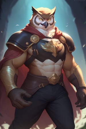 score_9, score_8_up, score_7_up,
Anthro, owl, bird, muscular, gold eyes, , brown feathers, white feathered chest, 
8K, In'ei, chiaroscuro, depth of field, side lighting, cinematic lighting, clear_eyes,
perfect hands, perfect proportions, (leather chest armor)
dynamic pose, detailed anime background, witches cavern, perfect hands, clever, charismatic, alluring and handsome, inviting smile, brash, masterful manipulator, tattered cape, black pants,  
BREAK zPDXL, zPDXLxxx, bnav5 style, 