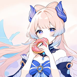 Kokomi Genshin Impact, cute beauty eating a donut