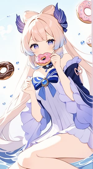 Kokomi Genshin Impact, cute beauty eating a donut