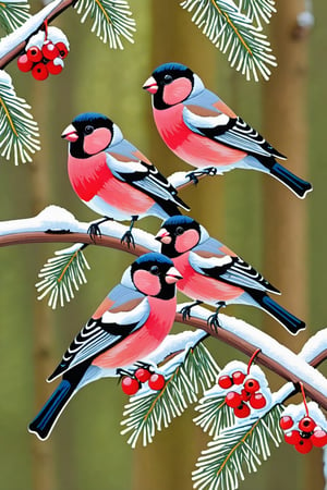 score_9, score_8_up, score_7_up, ((((PVC Style)))), 3D, (((1bird))), (((winter forest))), (((bullfinch))), 