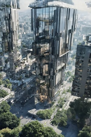 POV, DOF, A modern cityscape features a sleek, glass-fronted building standing proudly in the heart of town. The structure's vertical lines are juxtaposed with the horizontal plane of the sidewalk, creating a dynamic sense of tension. Framed by the blurred background of surrounding buildings and bustling streets, the subject takes center stage.,Vertical,Horizontal,Frames,Void,Stacked,Newcolony