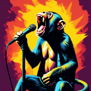 A monkey singing rock music