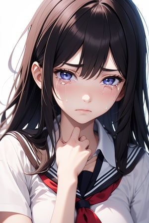 1girl, sad, crying,school uniform