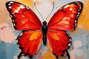 A masterpiece beatiful and vibrant red butterfly. impasto-acrylic