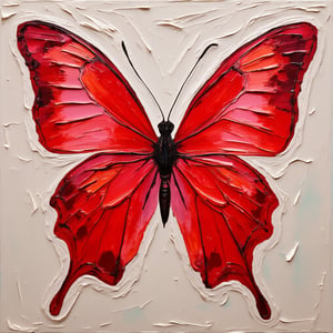 A masterpiece beatiful and vibrant red butterfly. impasto-acrylic