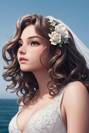 1girl, wavy hair, 1:3 body length portrait, (RAW photo, best quality), sharp and bright, el_v1,pp_v3, face front,looking up, bridal_hairstyle