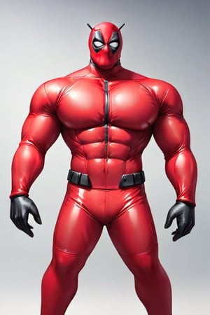 Bodyguard Placide I.T, alone, fit, defined body, full body, Deadpool costume, looking at viewer, front view