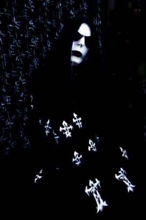 Black metal , metalhead  , male ,  creepy corpse paint , really thin eyebrows  , extremely long pitch black  hair  , black metal outfit,   black skinny leather pants , tattoos,  facial piercings , ghost white skin,   black shirt, dark creepy dungeon bedroom,  , spiked clothes, , holding a decapitated  teddy bear , creepy cute