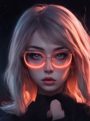 Similar graph, a cyberpunk girl, Wear clear neon glasses, cyberpunk., golden ratio details, 32k uhd, fantasy, cyberpunk, intricate, decadent, highly detailed, digital painting, ever after high, octane render, artstation, concept art, smooth, sharp focus, illustration, art by artgerm, loish, wlop. (heartwarming, uplifting, charming), (UHD, masterpiece, detailed eyes, detailed face, highest quality), (light leaks, subsurface scattering, rim light, beautiful lighting and shading, deep background, vibrant complementary colors, sharp focus)