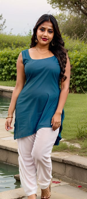 a village girl in beautiful blue kurti very realistic and perfect, seating in pond, bathing in pond, very beautiful and realistic pond, perfect body shape, long face, young lady, perfect tan skin, glowing and very smooth skin, Full body, wide waist , big hip,Extremely Realistic, wide waist , big hip, Sexy Bengali Married Woman, Intricate, 8k, HDR, Masterpiece, Cinematic Lighting, Sharp Focus, Cheek Make Up, Eyelid Make Up, Eyeliner, Mascara, Glossy Lips, super alluring eyes, bronze long hair, vermilion on sithi, red tip, perfect, smooth realistic skin, fatty waist, slim legs, athletic body, Masterpiece, Photorealistic, Best Quality, Detailed Skin, Intricate, 8k, HDR, Masterpiece, Cinematic Lighting, high-heels, earrings, necklaces ,walking on sea beach, appart legs,  photo r3al,photorealistic