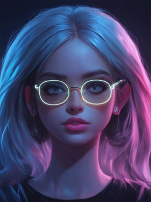 Similar graph, a cyberpunk girl, Wear clear neon glasses, cyberpunk., golden ratio details, 32k uhd, fantasy, cyberpunk, intricate, decadent, highly detailed, digital painting, ever after high, octane render, artstation, concept art, smooth, sharp focus, illustration, art by artgerm, loish, wlop. (heartwarming, uplifting, charming), (UHD, masterpiece, detailed eyes, detailed face, highest quality), (light leaks, subsurface scattering, rim light, beautiful lighting and shading, deep background, vibrant complementary colors, sharp focus)