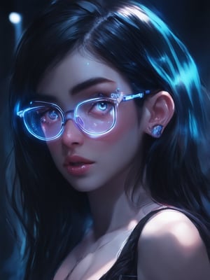 Similar graph, a cyberpunk girl, Wear clear neon glasses, cyberpunk., golden ratio details, 32k uhd, fantasy, cyberpunk, intricate, decadent, highly detailed, digital painting, ever after high, octane render, artstation, concept art, smooth, sharp focus, illustration, art by artgerm, loish, wlop. (heartwarming, uplifting, charming), (UHD, masterpiece, detailed eyes, detailed face, highest quality), (light leaks, subsurface scattering, rim light, beautiful lighting and shading, deep background, vibrant complementary colors, sharp focus)