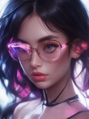 Similar graph, a cyberpunk girl, Wear clear neon glasses, cyberpunk., golden ratio details, 32k uhd, fantasy, cyberpunk, intricate, decadent, highly detailed, digital painting, ever after high, octane render, artstation, concept art, smooth, sharp focus, illustration, art by artgerm, loish, wlop. (heartwarming, uplifting, charming), (UHD, masterpiece, detailed eyes, detailed face, highest quality), (light leaks, subsurface scattering, rim light, beautiful lighting and shading, deep background, vibrant complementary colors, sharp focus)