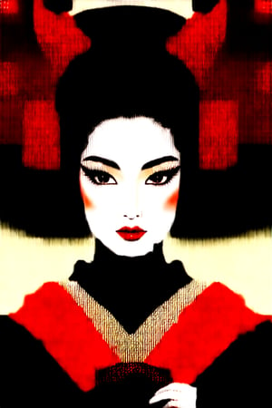 masterpiece, Oiran, beautiful, ukiyo-e, sakura, samura, cyberpunk, darkness, cool girl, fashion, si-fi kiyoto, hided monster