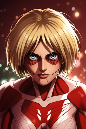 Attack on Titan Annie, Post-apocalytic, Female Titan, Bokeh, nffsw,  Ray tracing, upper body, Fall, super mad, Mad Female Giant, apocalypse, Realistic Titans