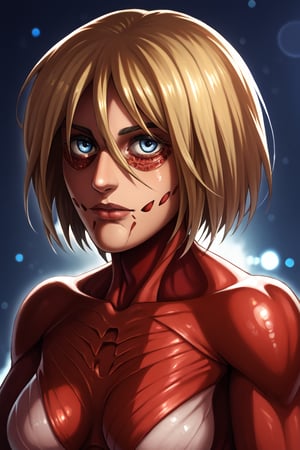 Attack on Titan Annie, Post-apocalytic, Female Titan, Bokeh, nffsw,  upper body,   Mad Female Giant, apocalypse, Realistic Titans