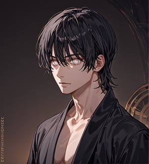 score_9, score_8_up, score_8, (only face), 1boy, men, solo, robust face, upper body, focus male, long dark black hair, baggy eyes, (ringed eyes, white eyes, Beautiful eyes, muscular arms, defined body), (masterpiece, best quality, modell, official art, beautiful and aesthetic:1.2), dark colors, highest detailed, Expressiveh, Eerie Atmosphere, background,best aesthetic, intricate details, detailed face, best colours, more detail face, better lights, collarbone, slender, black kimono, 