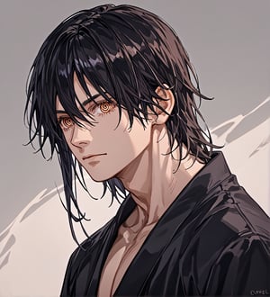 score_9, score_8_up, score_8, (only face), 1boy, men, solo, robust face, upper body, focus male, long dark black hair, baggy eyes, (ringed eyes, brown eyes, Beautiful eyes, muscular arms, defined body), (masterpiece, best quality, modell, official art, beautiful and aesthetic:1.2), dark colors, highest detailed, Expressiveh, Eerie Atmosphere, background,best aesthetic, intricate details, detailed face, best colours, more detail face, better lights, collarbone, slender, black kimono, 