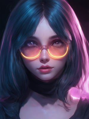 Similar graph, a cyberpunk girl, Wear clear neon glasses, cyberpunk., golden ratio details, 32k uhd, fantasy, cyberpunk, intricate, decadent, highly detailed, digital painting, ever after high, octane render, artstation, concept art, smooth, sharp focus, illustration, art by artgerm, loish, wlop. (heartwarming, uplifting, charming), (UHD, masterpiece, detailed eyes, detailed face, highest quality), (light leaks, subsurface scattering, rim light, beautiful lighting and shading, deep background, vibrant complementary colors, sharp focus)