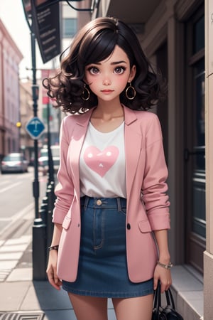 a 5 year girl with dark curly hair with dark round face with big expressive eyes and slighty arched eyebrow weaing pink school dress look confused and emotional ,she stand outside her school  beside her mom who has smilar dark, curly_hair but longer  and voluminous with oval dark face with warm and kind features large gentle eyes wears casual t-shirt with blazer and pant. concern about her dqaughter 