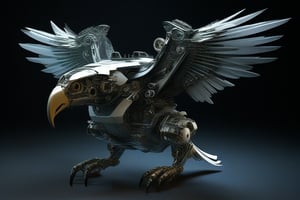 A highly detailed, futuristic eagle with intricate, mechanical components.