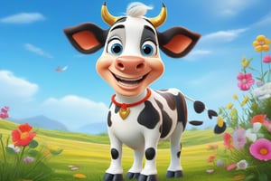 Happy cow full body, Disney-Pixar movie inspirated, Disney, Pixar, Illustration, Coloring Book, Disney Draw Style 