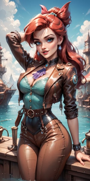 ,score_7_up,rating_explicite,score_8_up,score_9,1girl,solo,
ariel,brown pants, leather pants, corsete, cylinder
dynamic composition,extremely detailed,sexy posing,HZ Steampunk,ste4mpunk