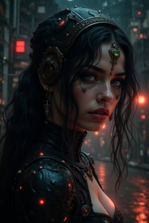 masterpiece, 8k, HDR, 3D, best quality, photography, analog style, real life, extremely beautiful, (highly detailed, intricately detailed), (very detailed skin), (alluring eyes), an image of (1woman), (long curly raven black hair), long sidelocks, (hair back the ears), green eyes, night, darkness, rain, natural lighting, focus on bone structure, Dabone, Dabone architecture, no humans, bone, detailed illustration, atmospheric perspective, depth of field, realistic shading, red theme, horror (theme)
