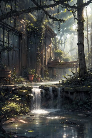 score_9, score_8_up, score_7_up,background illustration,  A rainforest, (ultra realistic:1.5), ethereal, cloudy environment, a single wall,  short wall,  A washing basin attached to the wall, middle of a rainforest, light rain shower, hyper realistic background, main focus is basin,only background, no human, no character, only scenery, no human, 100 years old wall, beautiful, ethereal, hyper realistic, hyper detailed, front angle, unreal engine 5, forest background, hyper realistic environment,more detail XL,Magic Forest,FFIXBG