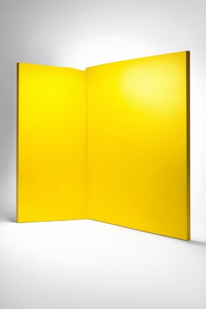 A vibrant yellow canvas unfolds, a Basic Yellow Color Model title plate center-framed against a crisp white background. Softbox lighting casts an even glow, highlighting the warm, sunny hue. The composition is simple yet striking, with the text's bold font and clean lines echoing the color's brightness.