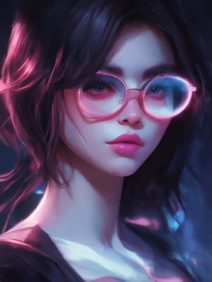 Similar graph, a cyberpunk girl, Wear clear neon glasses, cyberpunk., golden ratio details, 32k uhd, fantasy, cyberpunk, intricate, decadent, highly detailed, digital painting, ever after high, octane render, artstation, concept art, smooth, sharp focus, illustration, art by artgerm, loish, wlop. (heartwarming, uplifting, charming), (UHD, masterpiece, detailed eyes, detailed face, highest quality), (light leaks, subsurface scattering, rim light, beautiful lighting and shading, deep background, vibrant complementary colors, sharp focus)