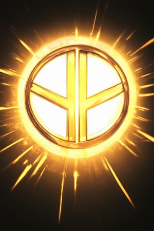 A vibrant, golden-lit Marvel logo, radiating bright energy on a sleek black background, with bold lines and geometric shapes forming the iconic symbol of Marvel Comics.