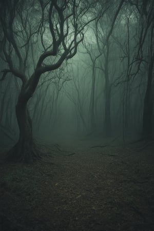 A moody, atmospheric image of a dark forest at dusk, with trees looming in the foreground, their branches twisted and gnarled like grasping fingers. The lighting is dim, with only slivers of sunlight piercing through the canopy above, casting long shadows across the forest floor. In the distance, a faint glow emanates from an unseen source, hinting at secrets lurking within the Logical Darkness.