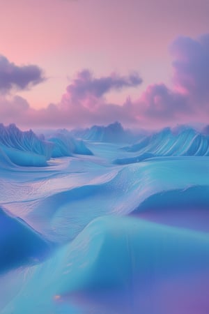 A surreal landscape of swirling colors, Gradient World: a realm where hues blend into one another like watercolors on wet paper. Soft focus photography captures the dreamy atmosphere, with subtle gradients of pink, blue, and purple dancing across the horizon. In the distance, wispy clouds fade into mist, as if reality itself is dissolving.