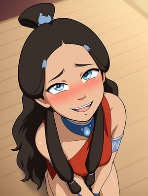 Katara, KataraFire, hypnotized, blushing, girl with expression of pleasure,sexy body, ecchi, pleasured_face, full_body, kneeling, happy