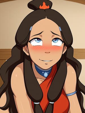 Katara, KataraFire, hypnotized, blushing, girl with expression of pleasure,sexy body, ecchi, pleasured_face, visibly_pleasured, full_body