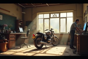 Prompt: detailed cinematic render of an old dusty store room and a motorcycle Honda cb400 in centre with items around, messy dirty room. the sunshine come from the window and shine on the motorcycle,a desk which is full of tools and computer , it's under window. High detail hard surface,the worker is repairing a engine on desk,
Negative prompt: ,
Steps: 20,
Sampler: DPM++ 2M Karras,
KSampler: dpmpp_2m,
Schedule: karras,
CFG scale: 7,
Seed: 193605074,
Size: 768x512,
VAE: kl-f8-anime.ckpt,
Denoising strength: 0,
Clip skip: 0,
Model: Burrata Mix,
LoRA: DaVinciTech-25:0.80,
ADetailer model: face_yolov8n_v2.pt,
ADetailer prompt: detailed_background,
ADetailer negative prompt: ,
ADetailer confidence: 0.5,
ADetailer dilate/erode: 4,
ADetailer mask blur: 4,
ADetailer denoising strength: 0.4,
ADetailer inpaint only masked: true,
ADetailer inpaint padding: 32